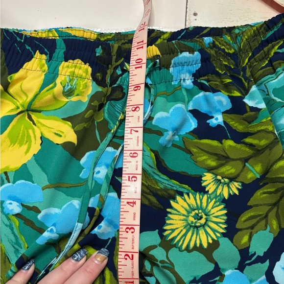 Talbots Pants Womens Size 1X Blue Green Floral Drawstring Waist Pull On Tropical - Picture 5 of 8